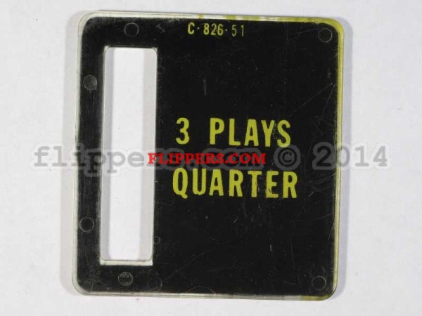 Bally NOS Price Plate - 3 Plays for Quarter