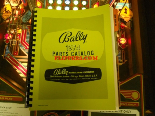 Bally original parts catalog from 1974