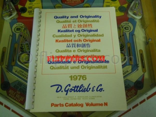 Gottlieb Parts Catalogue 1976 Volume N