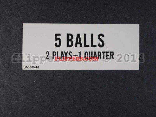 5 Balls 2 Plays-1 Quarter Card