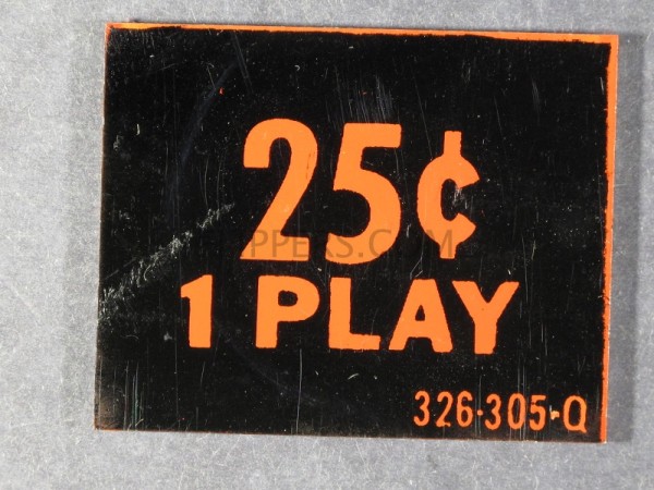 25c 1 Play Coin Plate <br>(Part #326-305Q)