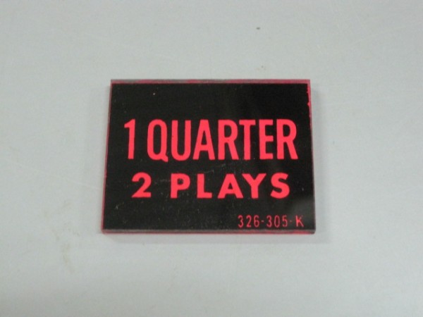 1 Quarter 2 Plays Coin Plate <br>(Part #326-305K)
