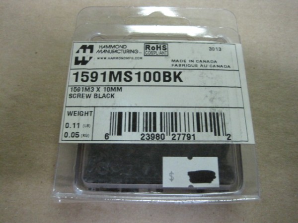 1591 M3 X10MM SCREW BLACK 100 PK 