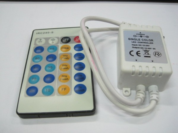 Wireless 24 Key 2A F IR Remote Controller For Single Color <br>(Part #IRC240s)