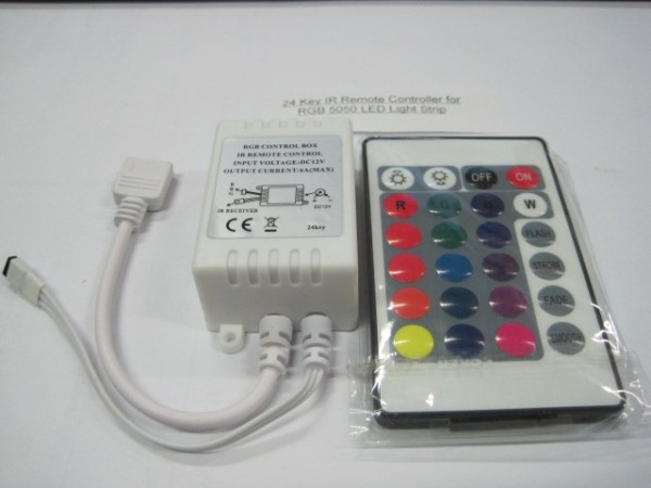 24-Key LED Strip IR Remote Controller with Controller Box for 5050 SMD RGB LED Strip Lights