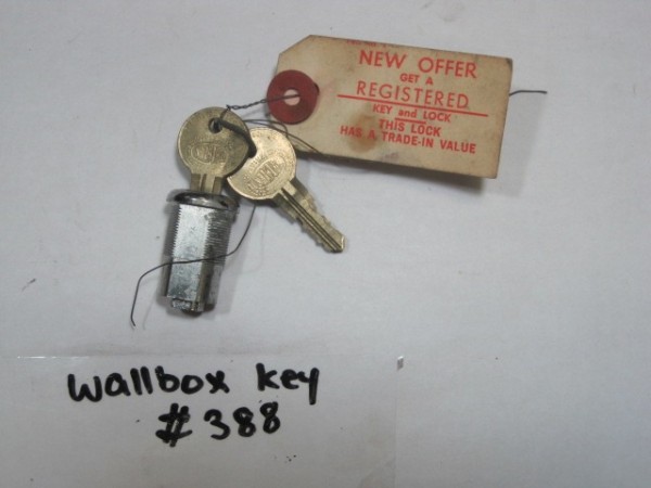 Wallbox Lock and Key #388  <br>(Part #LOCK-KEY-388)